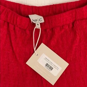 Red minkpink crinkle cropped pant